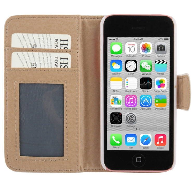 Plaid Texture Leather Case with Credit Card Slots & Holder for iPhone 5C