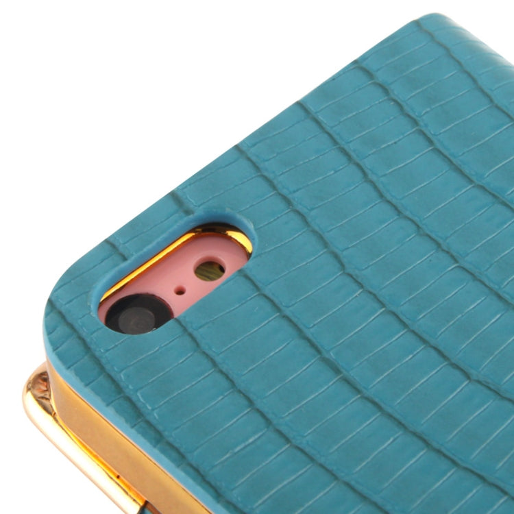 High Quality Lizard Texture Diamond Button Horizontal Flip Leather Case with Credit Card Slots & Lanyard for iPhone 5C