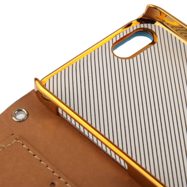 High Quality Lizard Texture Diamond Button Horizontal Flip Leather Case with Credit Card Slots & Lanyard for iPhone 5C