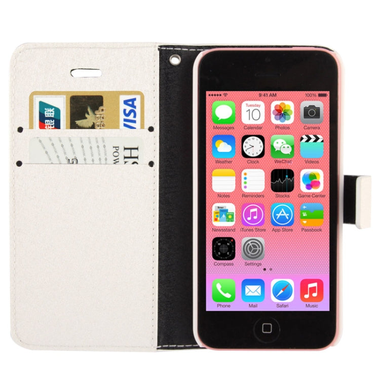 2-color Series Silver Hairline Texture Leather Case with Credit Card Slot & Holder & Lanyard for iPhone 5C