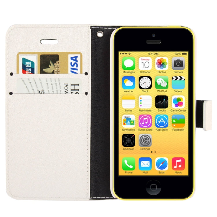 2-color Series Silver Hairline Texture Leather Case with Credit Card Slot & Holder & Lanyard for iPhone 5C
