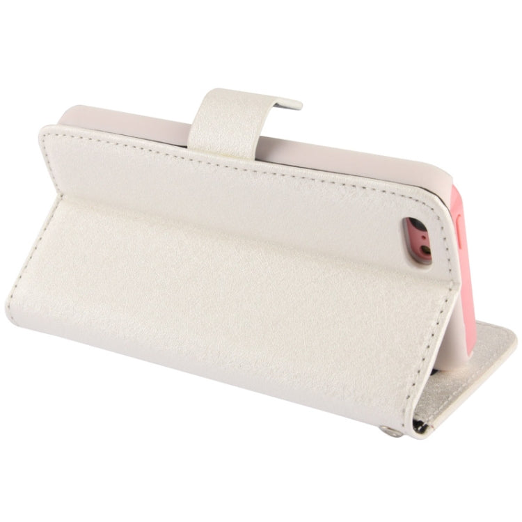2-color Series Silver Hairline Texture Leather Case with Credit Card Slot & Holder & Lanyard for iPhone 5C