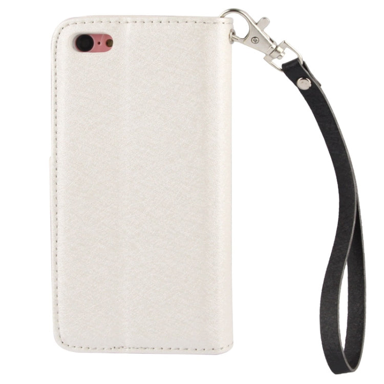 2-color Series Silver Hairline Texture Leather Case with Credit Card Slot & Holder & Lanyard for iPhone 5C