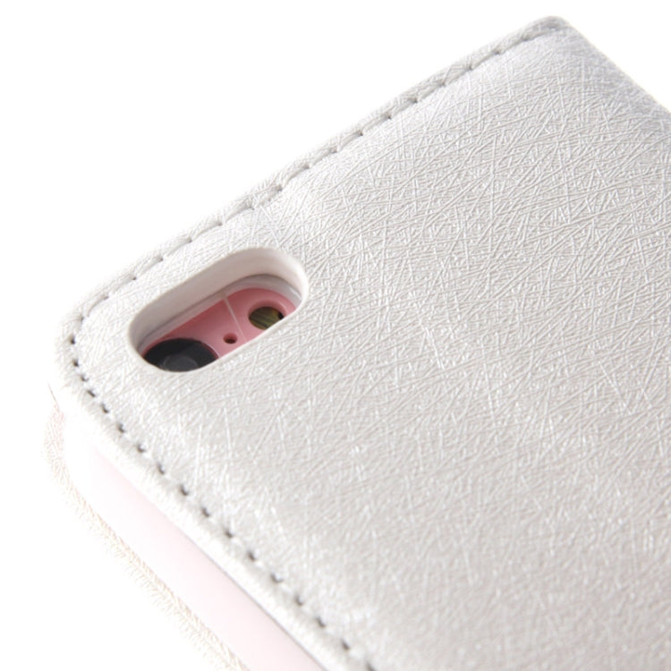 2-color Series Silver Hairline Texture Leather Case with Credit Card Slot & Holder & Lanyard for iPhone 5C