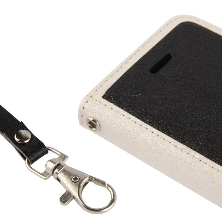 2-color Series Silver Hairline Texture Leather Case with Credit Card Slot & Holder & Lanyard for iPhone 5C