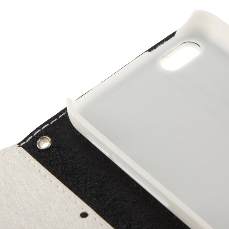 2-color Series Silver Hairline Texture Leather Case with Credit Card Slot & Holder & Lanyard for iPhone 5C