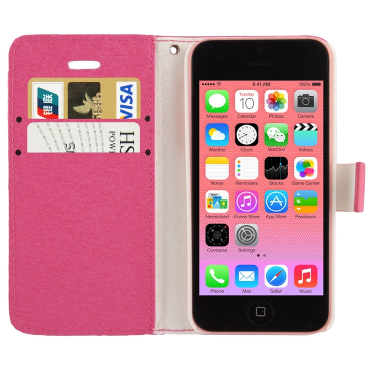 2-color Series Silver Hairline Texture Leather Case with Credit Card Slot & Holder & Lanyard for iPhone 5C