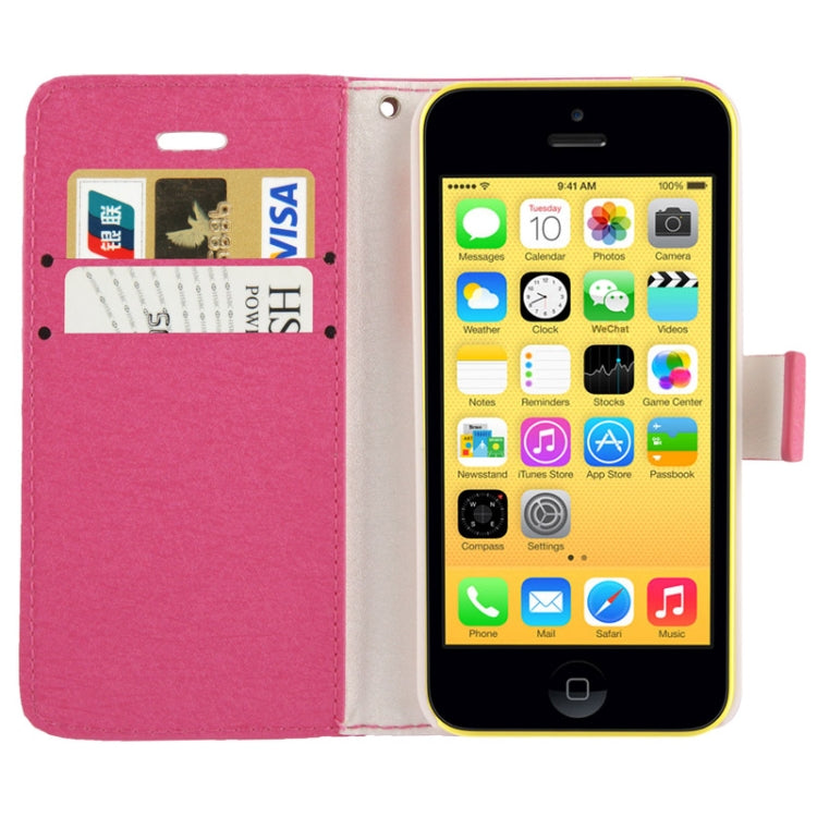 2-color Series Silver Hairline Texture Leather Case with Credit Card Slot & Holder & Lanyard for iPhone 5C