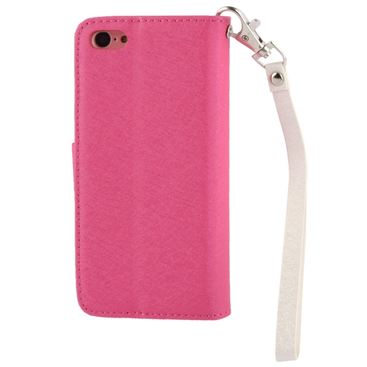 2-color Series Silver Hairline Texture Leather Case with Credit Card Slot & Holder & Lanyard for iPhone 5C