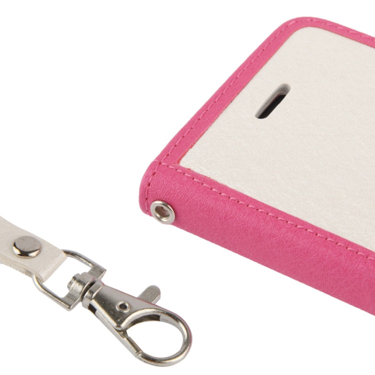2-color Series Silver Hairline Texture Leather Case with Credit Card Slot & Holder & Lanyard for iPhone 5C