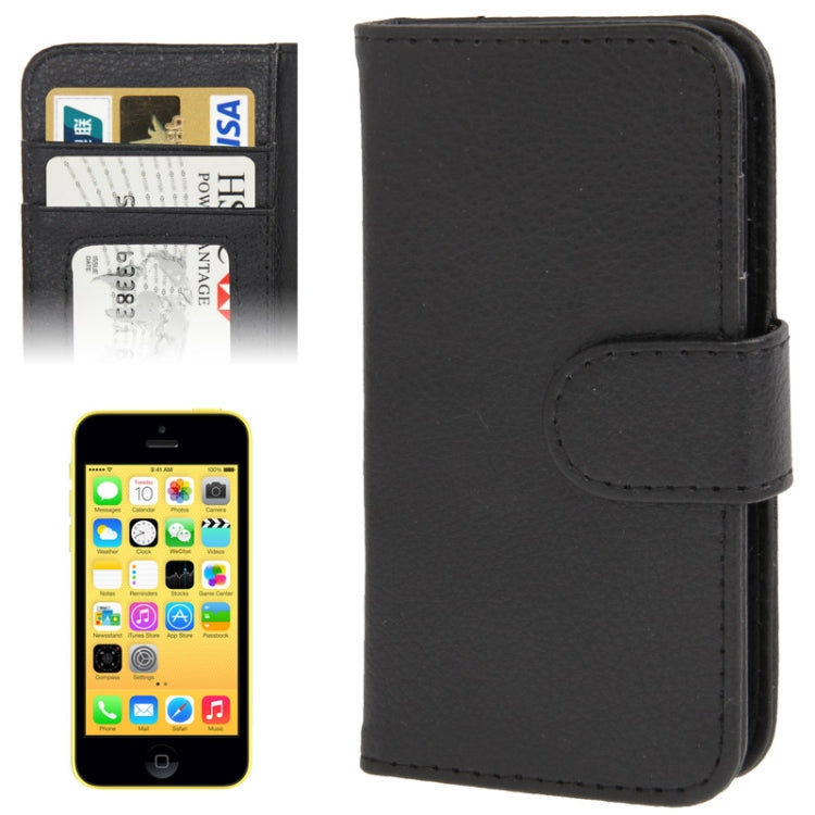Litchi Texture Leather Case with Credit Card Slots for iPhone 5C
