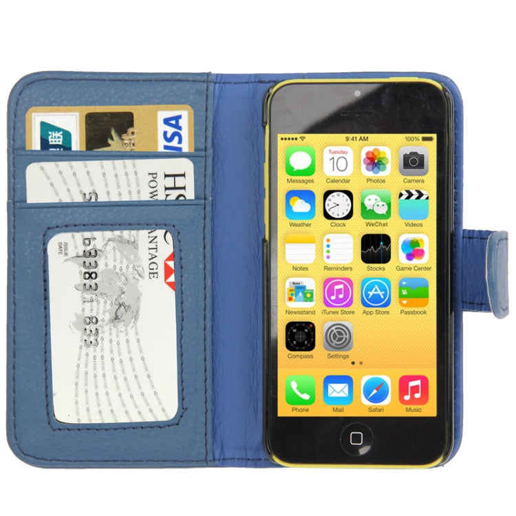 Litchi Texture Leather Case with Credit Card Slots for iPhone 5C