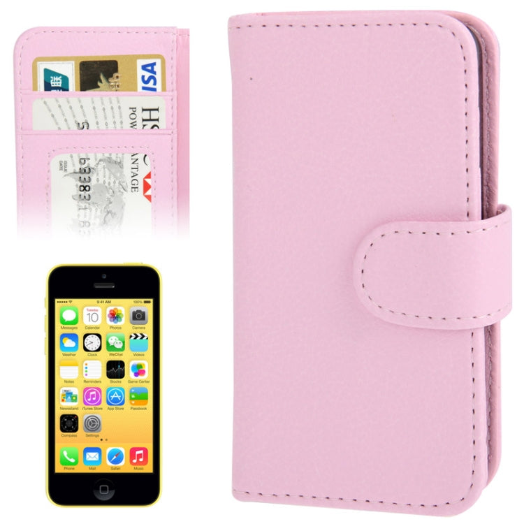 Litchi Texture Leather Case with Credit Card Slots for iPhone 5C