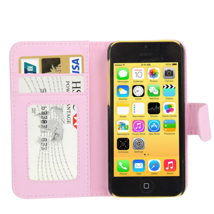 Litchi Texture Leather Case with Credit Card Slots for iPhone 5C