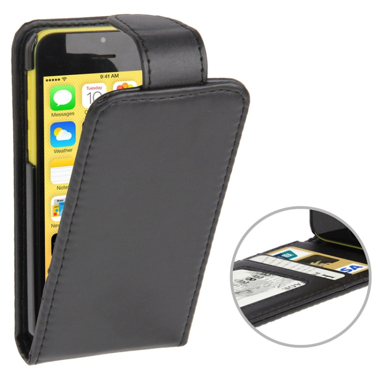 Vertical Flip Leather Case with Credit Card Slots for iPhone 5C