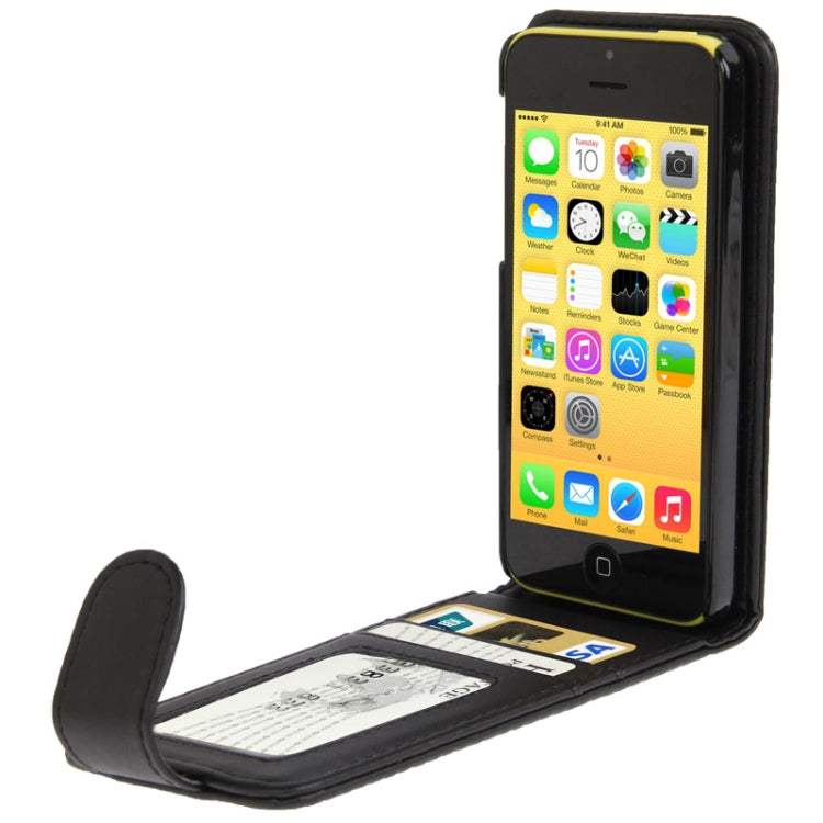 Vertical Flip Leather Case with Credit Card Slots for iPhone 5C