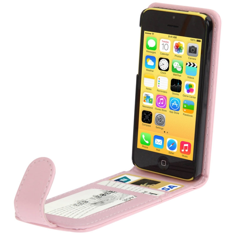 Vertical Flip Leather Case with Credit Card Slots for iPhone 5C