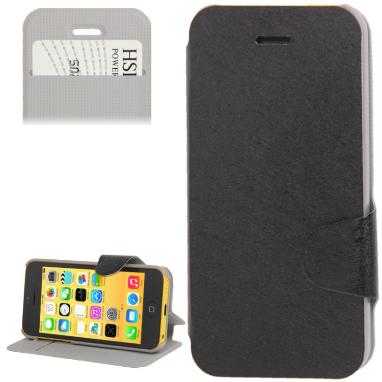 Hairline Texture Leather Case with Credit Card Slots & Holder for iPhone 5C