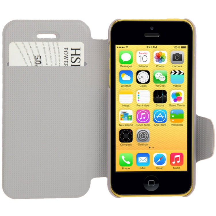 Hairline Texture Leather Case with Credit Card Slots & Holder for iPhone 5C