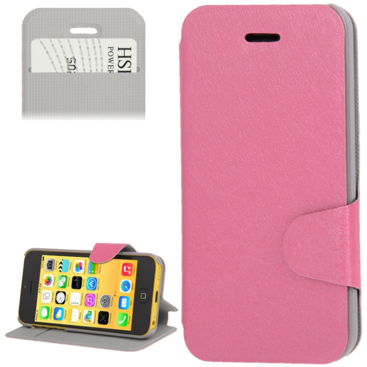 Hairline Texture Leather Case with Credit Card Slots & Holder for iPhone 5C