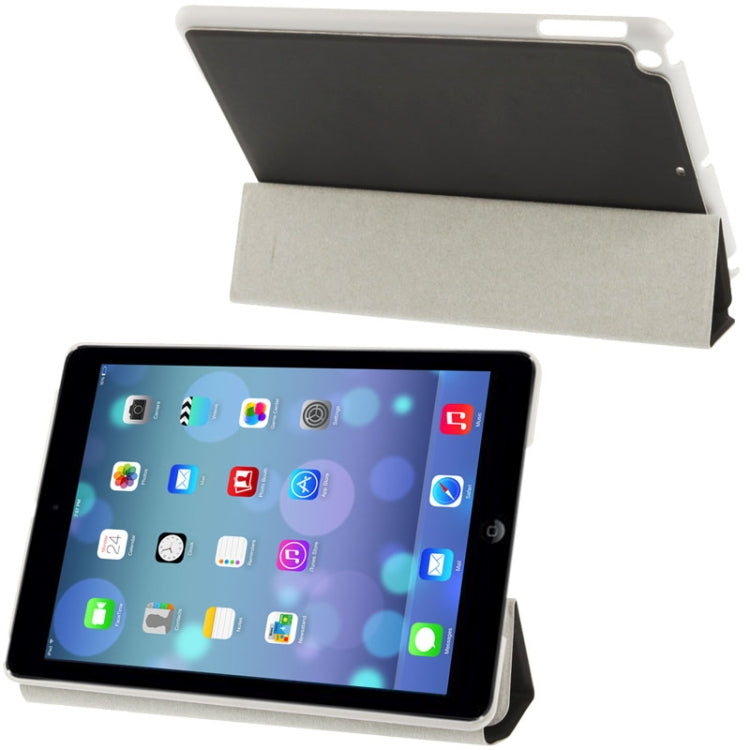 3-folding Small Plaid Texture Leather Case with Holder & Sleep / Wake-up Function for iPad Air