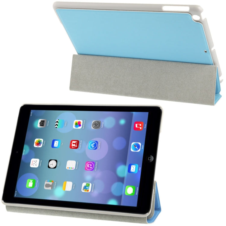 3-folding Small Plaid Texture Leather Case with Holder & Sleep / Wake-up Function for iPad Air