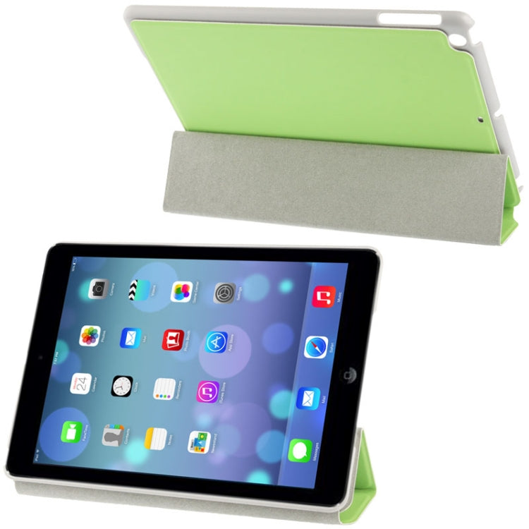 3-folding Small Plaid Texture Leather Case with Holder & Sleep / Wake-up Function for iPad Air