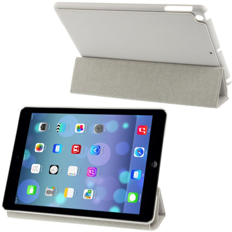 3-folding Small Plaid Texture Leather Case with Holder & Sleep / Wake-up Function for iPad Air