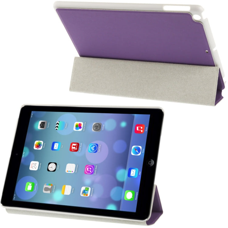 3-folding Small Plaid Texture Leather Case with Holder & Sleep / Wake-up Function for iPad Air