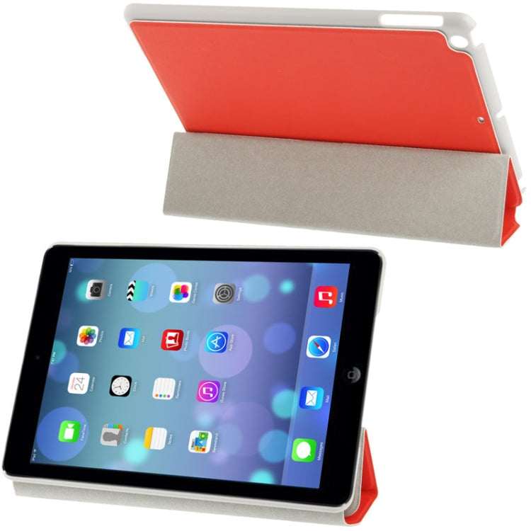 3-folding Small Plaid Texture Leather Case with Holder & Sleep / Wake-up Function for iPad Air