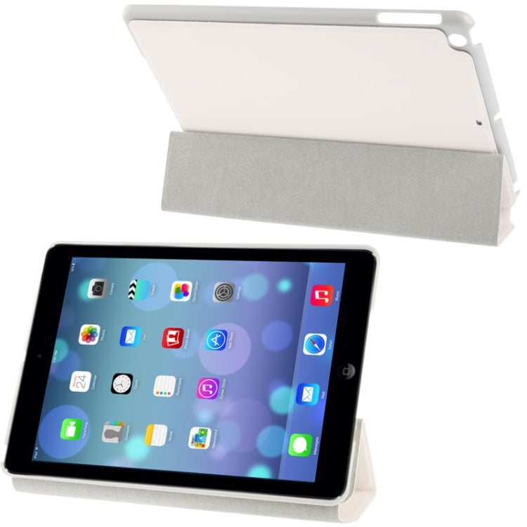 3-folding Small Plaid Texture Leather Case with Holder & Sleep / Wake-up Function for iPad Air