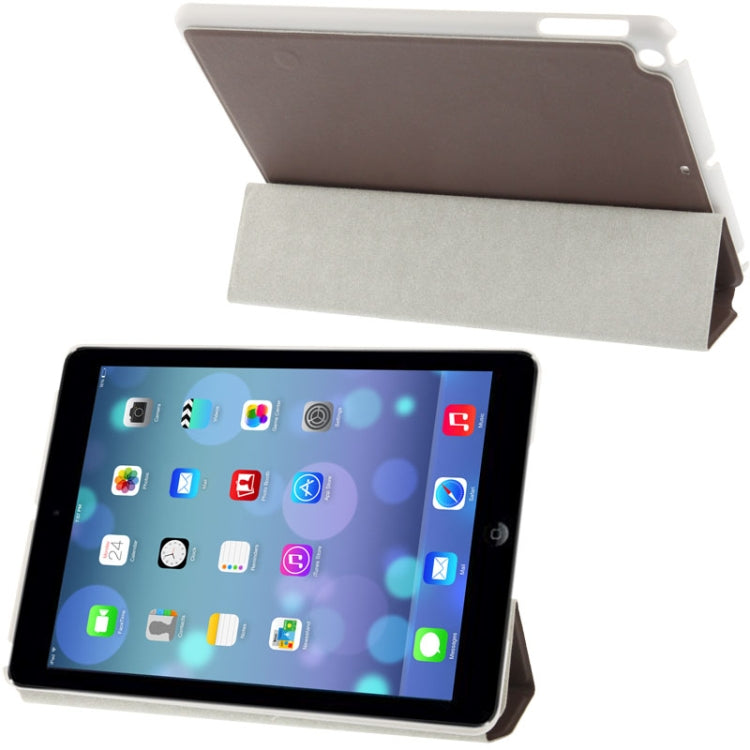 3-folding Small Plaid Texture Leather Case with Holder & Sleep / Wake-up Function for iPad Air