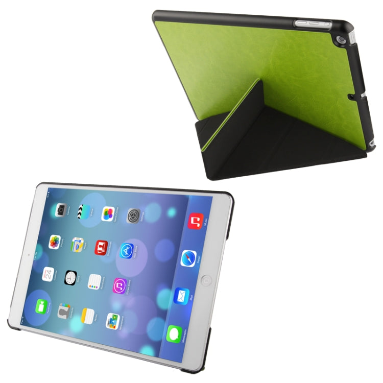 Multi-folding Crazy Horse Texture Leather Case with Holder for iPad Air