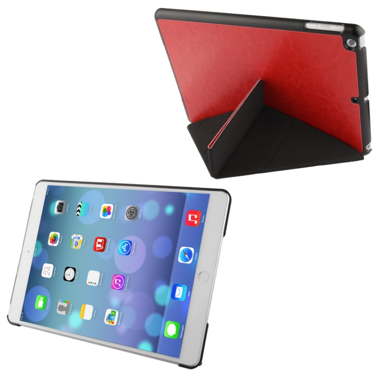 Multi-folding Crazy Horse Texture Leather Case with Holder for iPad Air