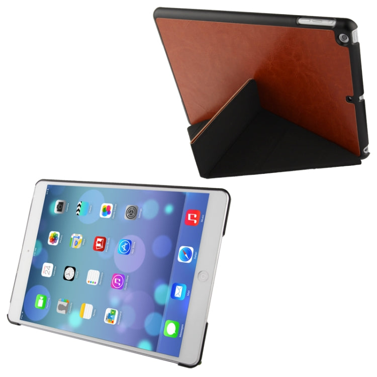 Multi-folding Crazy Horse Texture Leather Case with Holder for iPad Air