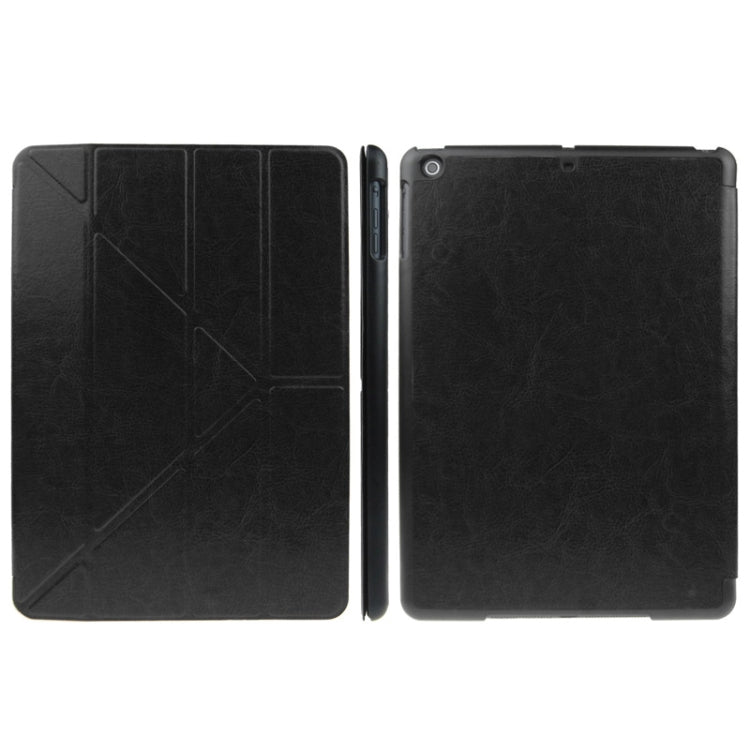 Multi-folding Crazy Horse Texture Leather Case with Holder & Sleep / Wake-up Function for iPad Air