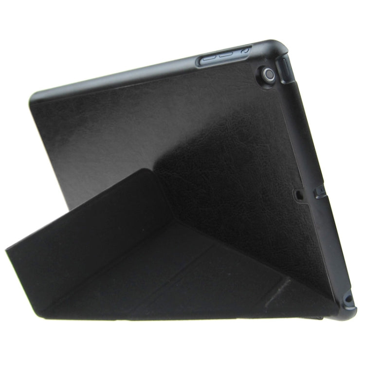 Multi-folding Crazy Horse Texture Leather Case with Holder & Sleep / Wake-up Function for iPad Air