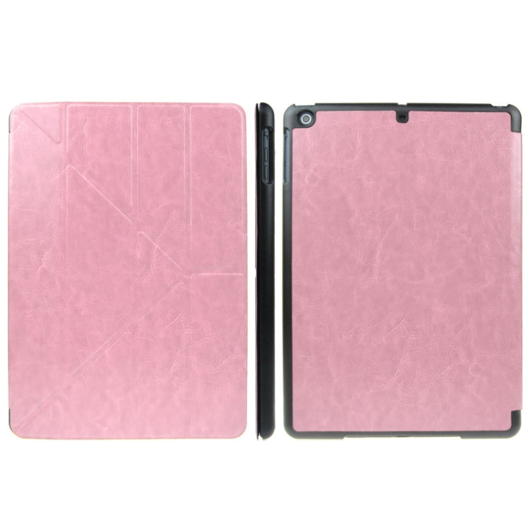Multi-folding Crazy Horse Texture Leather Case with Holder & Sleep / Wake-up Function for iPad Air