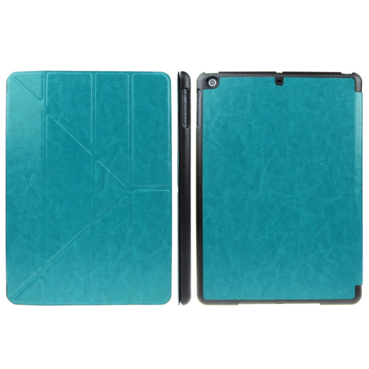 Multi-folding Crazy Horse Texture Leather Case with Holder & Sleep / Wake-up Function for iPad Air
