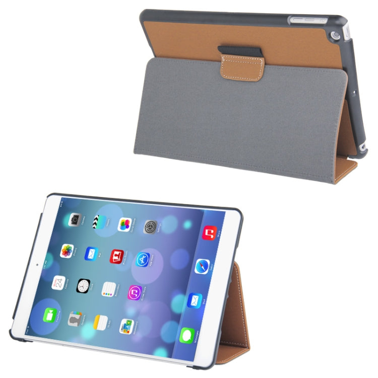 Denim Texture Leather Case with Holder & Sleep / Wake-up Function for iPad Air