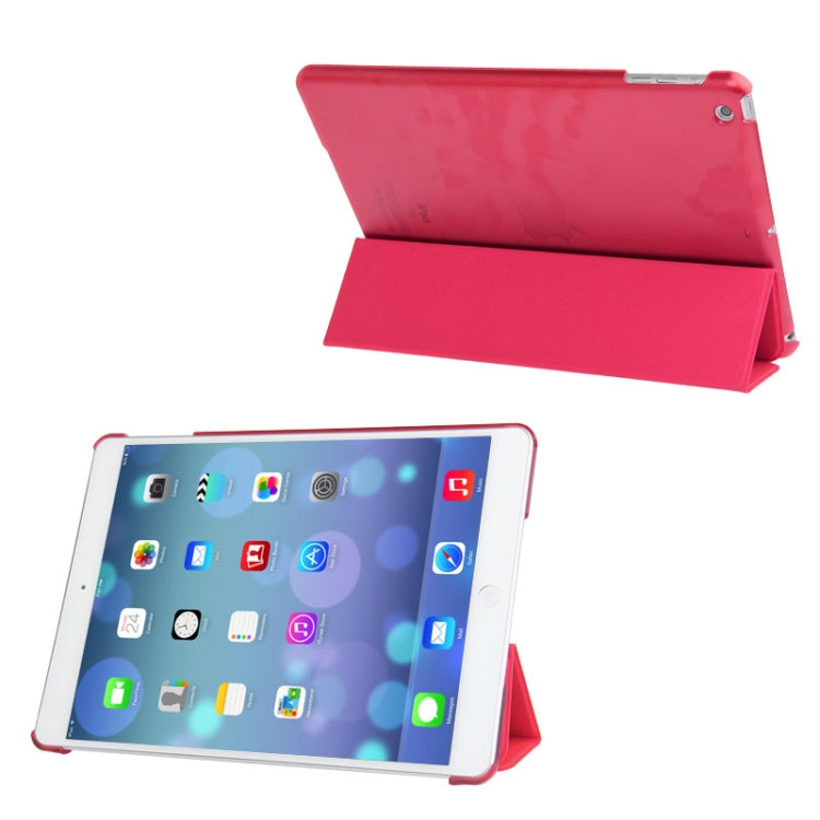 3-folding Leather Cover Frosted Plastic Case with Holder & Sleep / Wake-up Function for iPad Air