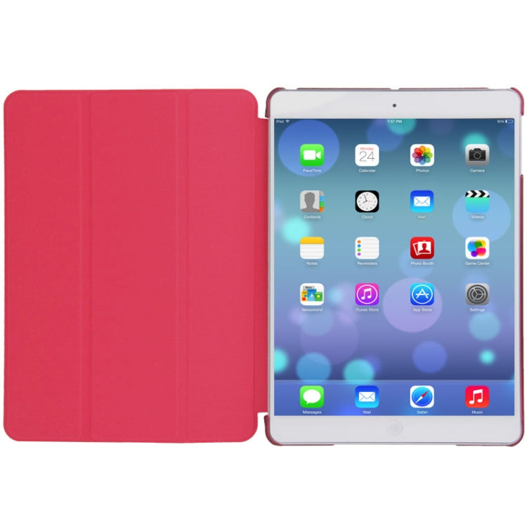 3-folding Leather Cover Frosted Plastic Case with Holder & Sleep / Wake-up Function for iPad Air