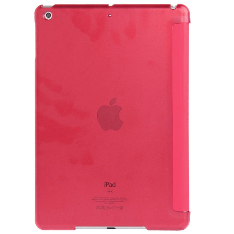 3-folding Leather Cover Frosted Plastic Case with Holder & Sleep / Wake-up Function for iPad Air