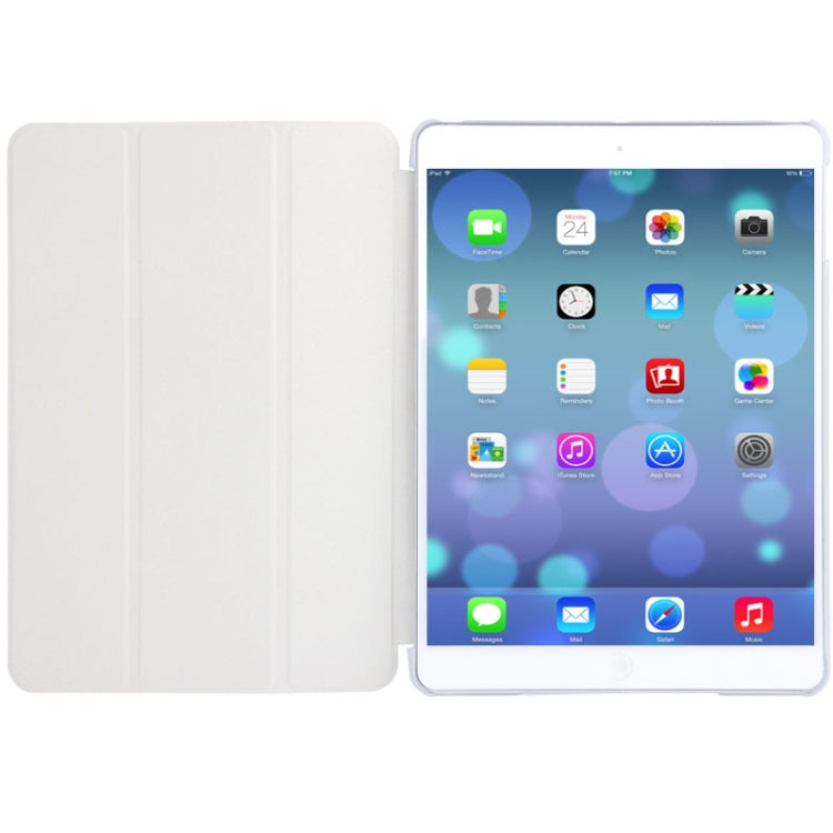 3-folding Leather Cover Frosted Plastic Case with Holder & Sleep / Wake-up Function for iPad Air