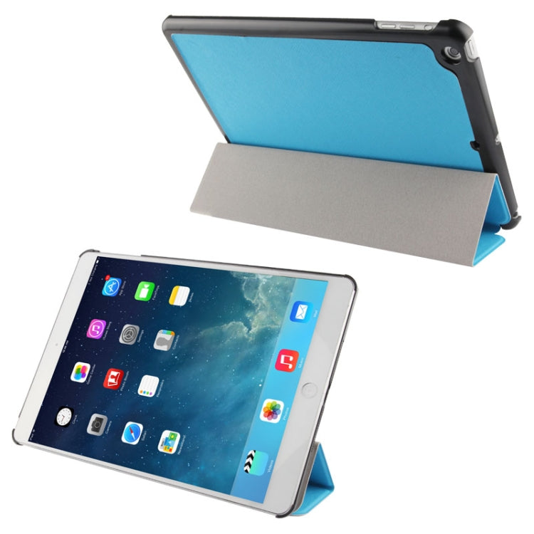 3-folding Cross Texture Leather Case with Holder & Sleep / Wake-up Function for iPad Air