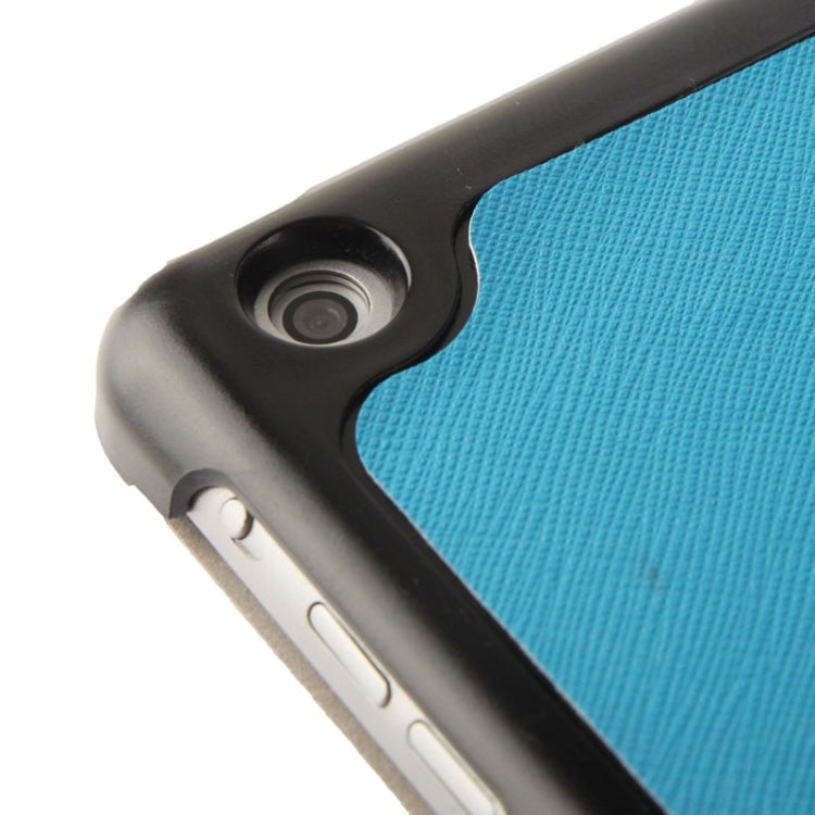 3-folding Cross Texture Leather Case with Holder & Sleep / Wake-up Function for iPad Air