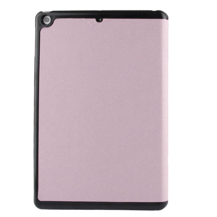 3-folding Cross Texture Leather Case with Holder & Sleep / Wake-up Function for iPad Air