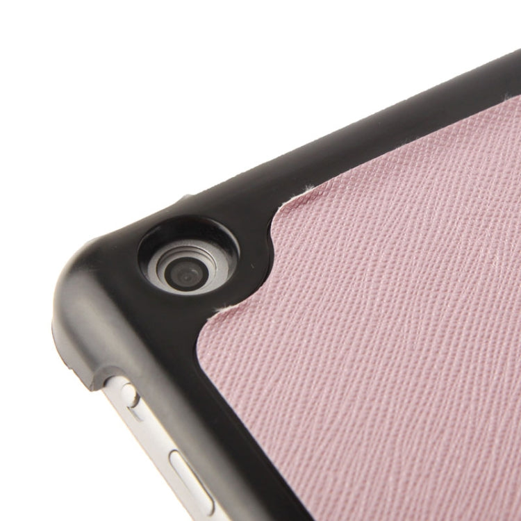 3-folding Cross Texture Leather Case with Holder & Sleep / Wake-up Function for iPad Air