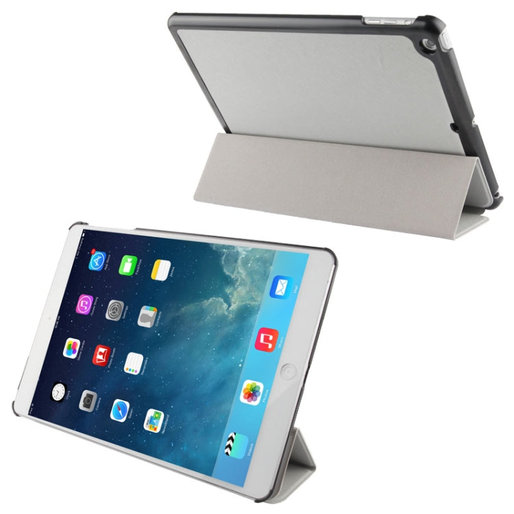 3-folding Cross Texture Leather Case with Holder & Sleep / Wake-up Function for iPad Air