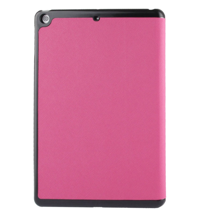 3-folding Cross Texture Leather Case with Holder & Sleep / Wake-up Function for iPad Air